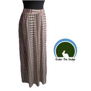 Cato Beige Burgundy Pattern Boho Maxi Knit Skirt 14/16W Pull On